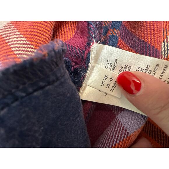 Free People Blouse Oversize Moon Bay Mixed Plaid Flannel Berry Combo - Picture 9 of 11